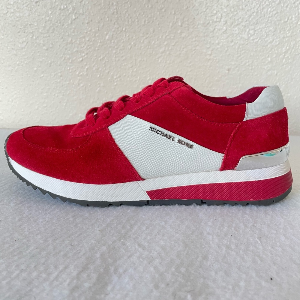 Michael Kors Allie Stride Women's Size 8 Sneakers Red Suede White Casual